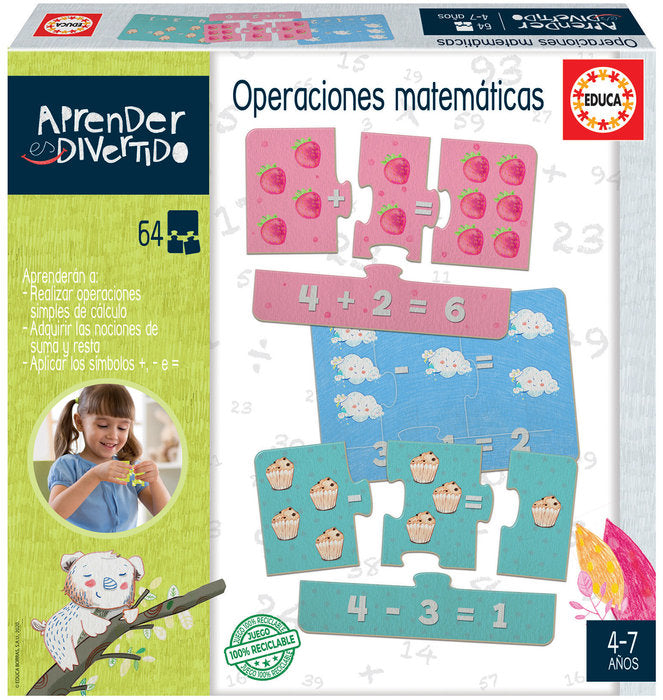 PUZZLE EDUCA OPERACIONES MATEMATICAS 64 PIEZAS | EDUCA-BORRAS | 1 UNIDAD | 8412668186996