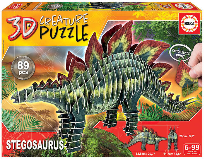PUZZLE STEGOSAURUS 3D CREATURE | EDUCA-BORRAS | 1 UNIDAD | 8412668191846