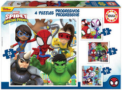 PUZZLES PROGRESIVOS SPIDEY & HIS AMAZING FRIENDS 12-16-20-2 | EDUCA-BORRAS | 1 UNIDAD | 8412668192959