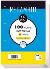 RECAMBIO A5 100H 70GR CUADRO 4MM 4 TALADROS | 1 UNIDADES | (PACSA)