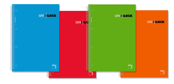 Bloc Espiral Estándar Liso 160H 90g | Pacsa | Cartón | Formato Estándar | Pack 4 Unidades