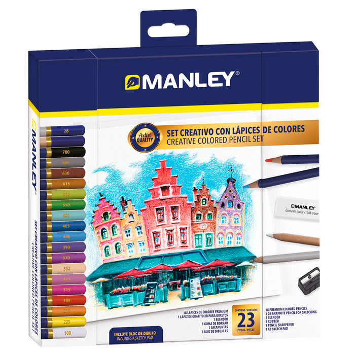 SET CREATIVO MANLEY 23 LAPICES DE COLORES | 1 UNIDADES | (MANLEY PRODUCTOS, S,A,)