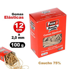 GOMAS ELASTICAS 2 MM X 12 CM FIXO CAJA 100 GRAMOS | 1 UNIDADES | (GRAFOPLAS)