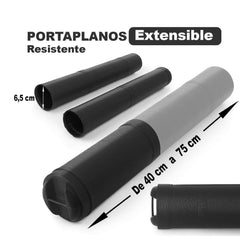TUBO PORTAPLANOS EXTENSIBLE DE 40 A 75 CM NEGRO KATHAY | 1 UNIDADES | (KATHAY)