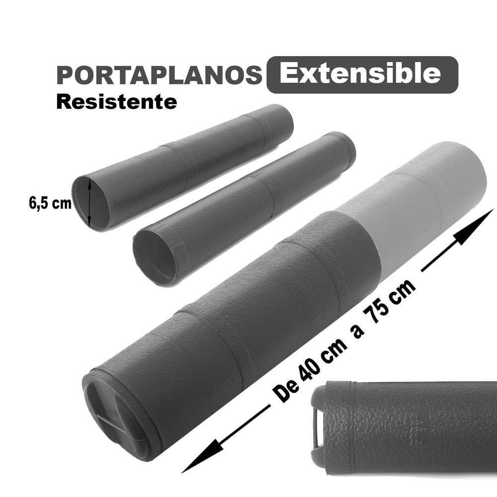 TUBO PORTAPLANOS EXTENSIBLE DE 40 A 75 CM GRIS KATHAY | 1 UNIDADES | (KATHAY)