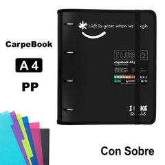 CARPEBOOK 4 ANILLAS 35 MM PP A4 LIKE2 NEGRO | 1 UNIDADES | (GRAFOPLAS DISEÑO)