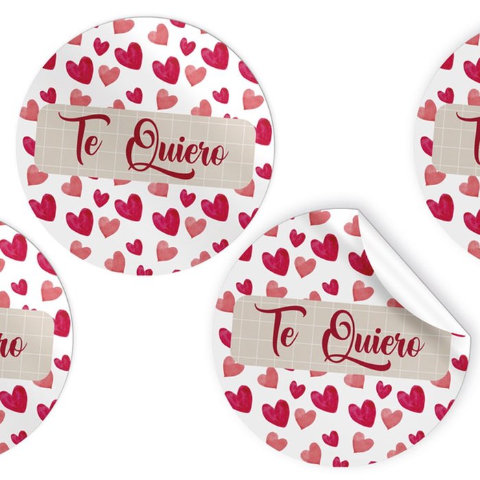 ROLLO 250 ETIQUETAS REDONDAS CORAZONES TE QUIERO EN ROJO | ARGUVAL, S,L, | 1 UNIDAD | 8421363477773