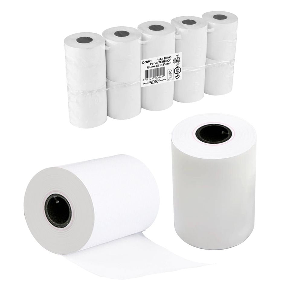 ROLLO PAPEL TERMICO 57X35 MM | 10 UNIDADES | (DOHE, S,A,)