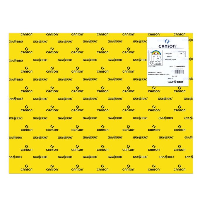 CARTULINA GUARRO 50X65 250GRS IRIS FLUORESCENTE AMARILLO | 25 UNIDADES | (GUARRO & CANSON)