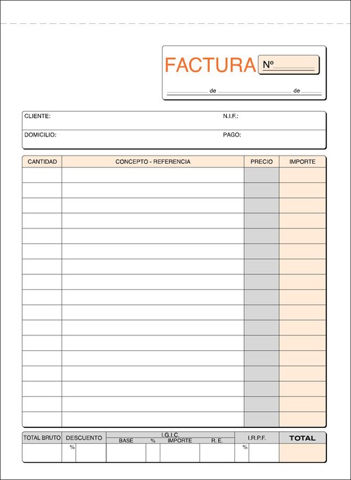 IGIC TALONARIO FACTURAS 4º T-65 NATURAL TRIPLICADO AUTOCOPI | 5 UNIDADES | (LOAN INDUSTRIAS GRAFICAS)