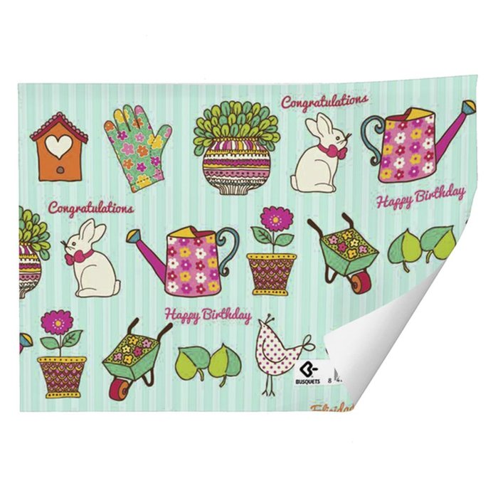 PAPEL REGALO PLIEGOS KRAFT BLANCO JARDIN 70X100CM BUSQUETS | ARGUVAL, S,L | ENVASE 25 UDS. UNIDAD | 8422829665475
