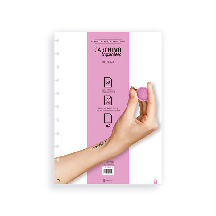 RECAMBIO CUADERNO INGENIOX A4 50 HOJAS LISO | 1 UNIDADES | (CARCHIDEA, S,L,)