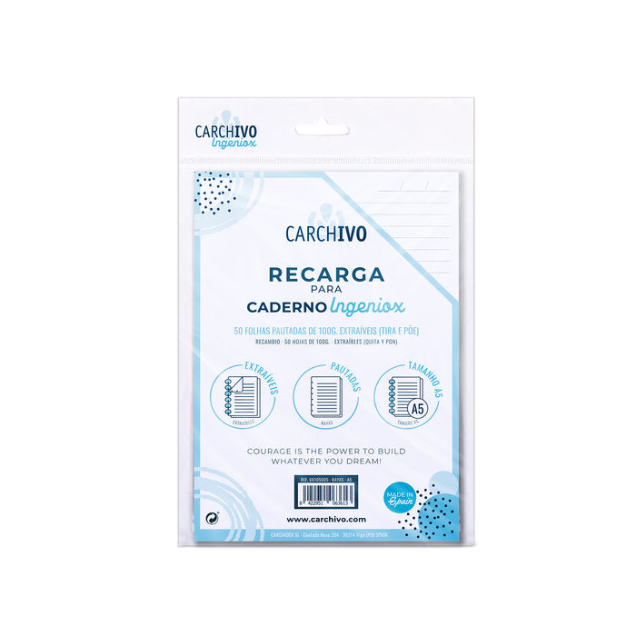 RECAMBIO CUADERNO INGENIOX A5 50H PAUTA 7MM | 1 UNIDADES | (CARCHIDEA, S,L,)