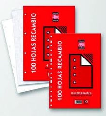 RECAMBIO FOLIO 80H MULTITALADRO CUADRO 4MM | 1 UNIDADES | (MANIPULADOS ZORRILLA)