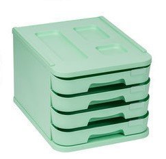 ORGANIZADOR 4 CAJONES DE 5CM CON PORTAETIQUETAS VERDE PASTE | 1 UNIDADES | (FAIBO)