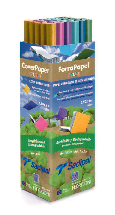 EXPOSITOR 30 ROLLOS PAPEL KRAFT 2M VERJURADO COLORES SURTID | 1 UNIDADES | (SADIPAL)