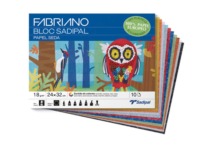 BLOC MANUALIDADES PAPEL SEDA 10H COLORES SURTIDOS | 10 UNIDADES | (SADIPAL)