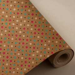 BOBINA REGALO 62CM 4KG 100% KRAFT RECICLADO PUNTITOS COLORE | WONDER WRAPPER | 1 UNIDAD | 8429640002465