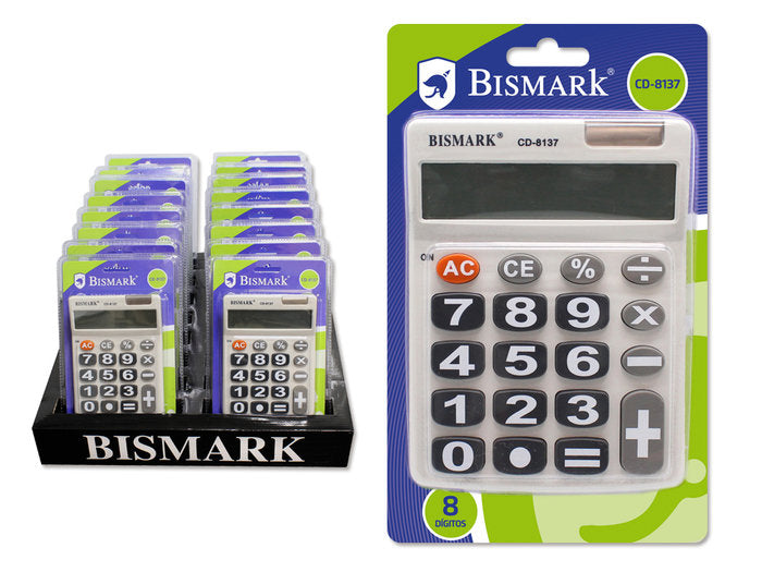 CALCULADORA 8 DIGITOS GRANDES 8137 | 1 UNIDADES | (POESSA BISMARK BASICO)