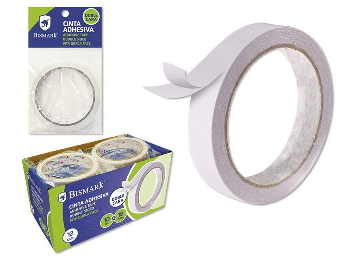 CINTA ADHESIVA INVISIBLE DOBLE CARA 10MX18MM BISMARK | 12 UNIDADES | (POESSA BISMARK BASICO)