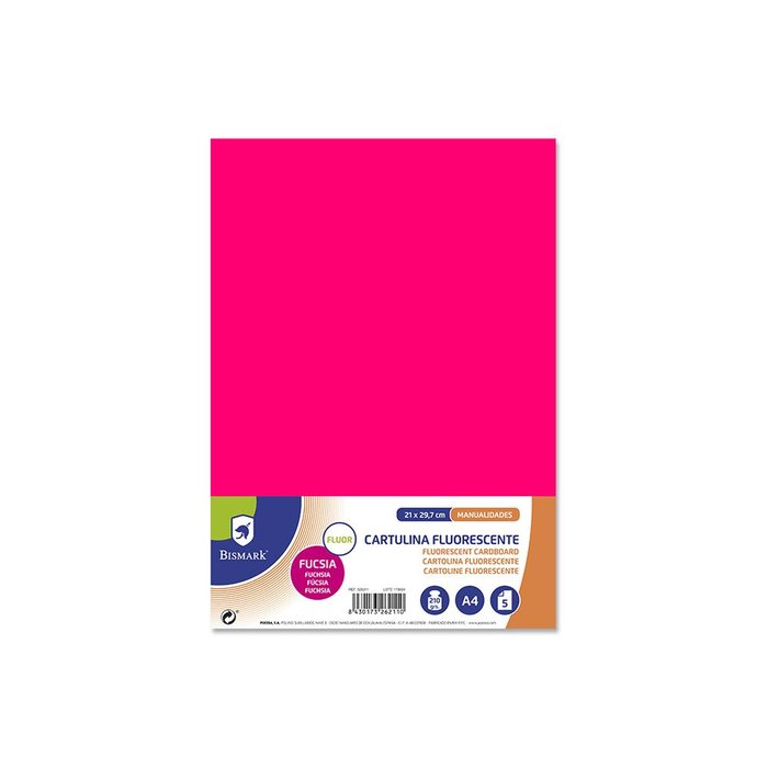 CARTULINA FUCSIA FLUOR A4 5H, | 1 UNIDADES | (POESSA BISMARK BASICO)