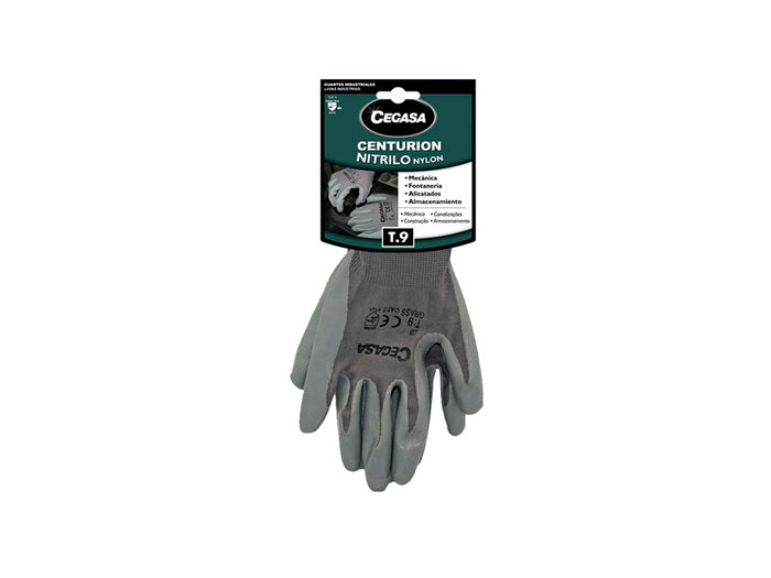 GUANTES CEGASA CENTURION NITRILO/NYLON T9 PAR | POESSA | ENVASE 12 UDS. UNIDAD | 18430173271003