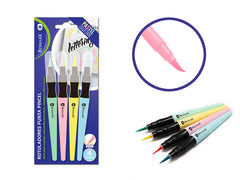 Set 4 Rotuladores Lettering Punta Pincel Colores Pastel | Poessa Bismark Regalo | Pack 12 Unidades