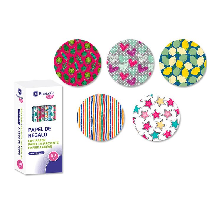 EXPOSITOR 50 ROLLOS PAPEL REGALO TODO TIEMPO MOMENTS 70X200 | POESSA BISMARK GIFT | ENVASE 50 UDS. UNIDAD | 18430173298543