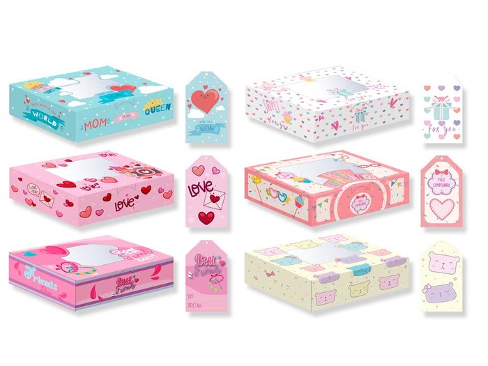 CAJA PLEGABLE PARA REGALO DECORADA CON VENTANA | POESSA BISMARK REGALO | 1 UNIDAD | 18430173308730