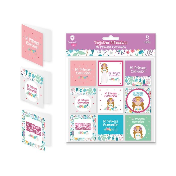 TARJETAS ADHESIVAS NIÑAS MI PRIMERA COMUNION | POESSA BISMARK REGALO | ENVASE 24 UDS. UNIDAD | 18430173310139