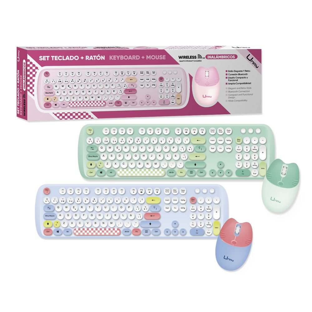 SET TECLADO + RATON BLUETOOTH TECLAS REDONDAS | UMAY | 1 UNIDAD | 8430173336842