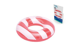 FLOTADOR CIRCULAR PVC RAYAS ROJO | POESSA BISMARK BEACH | 1 UNIDAD | 8430173813732