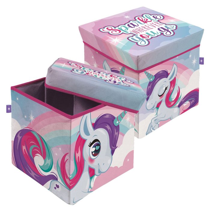 PUF ASIENTO CAJA ALMACENAJE RIGIDA PLEGABLE UNICORNIO | ARDITEX | 1 UNIDAD | 8430957161608