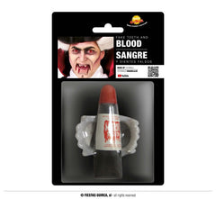 SET DIENTES DE VAMPIRO + TUBO SANGRE 15 ML | LA CASA DE LOS DISFRACES | ENVASE 12 UDS. UNIDAD | 8434077130469