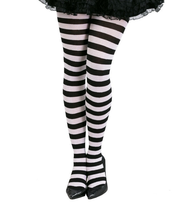 PANTYS RAYAS BLANCAS Y NEGRAS ADULTO TALLA UNICA | LA CASA DE LOS DISFRACES | 1 UNIDAD | 8434077182796