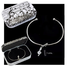 PULSERA RIGIDA PLATEADA CON CONGANTE DE UNA CLAVE DE SOL | PAPELERIA JAVIER | 1 UNIDAD | 8435266006909