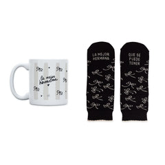 KIT TAZA + CALCETINES LA MEJOR HERMANA QUE SE PUEDE TENER 36 | UO | 1 UNIDAD | 8435449346105