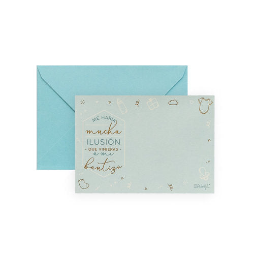 SET DE 20 INVITACIONES PERSONALIZABLES BAUTIZO | MR WONDERFUL | 1 UNIDAD | 8435460771535