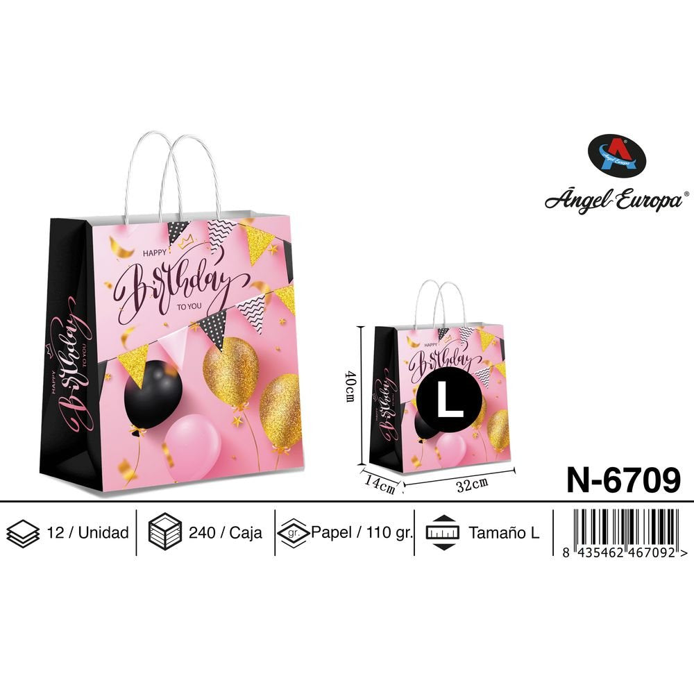 BOLSA PAPEL REGALO 32X14X40 CUMPLEAÃOS | ANGEL EUROPA | 1 UNIDAD | 8435462467092