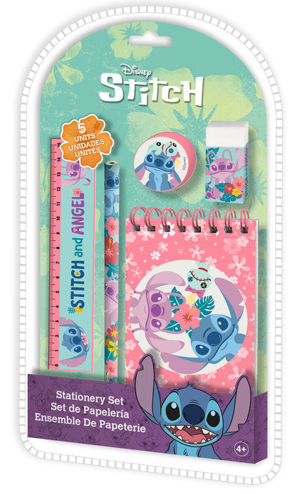 SET DE PAPELERIA 5 PIEZAS STITCH | KIDS LICENSING | ENVASE 6 UDS. UNIDAD | 8435507889827