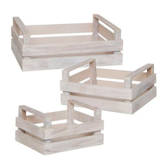 JUEGO 3 CAJAS MADERA BLANCA | DCASA | 1 UNIDAD | 8435551177048
