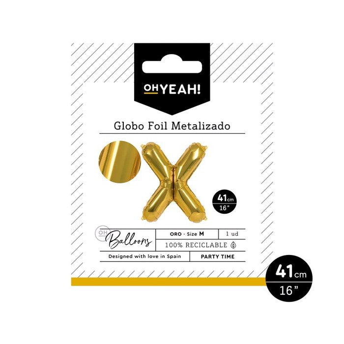 GLOBO POLIAMIDA LETRA X 41CM-16 ORO METALIZADO 1 UD | AMBER MOOD OH YEAH | 1 UNIDAD | 8435557703883