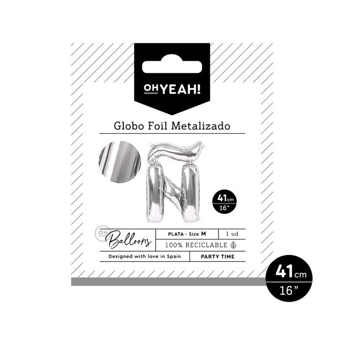 GLOBO POLIAMIDA LETRA Ñ 41CM-16 PLATA METALIZADO 1 UD | AMBER MOOD OH YEAH | 1 UNIDAD | 8435557704071
