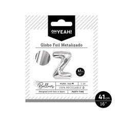 GLOBO POLIAMIDA LETRA Z 41CM-16 PLATA METALIZADO 1 UD | AMBER MOOD OH YEAH | 1 UNIDAD | 8435557704194