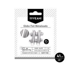 GLOBO POLIAMIDA LETRA # 41CM-16 PLATA METALIZADO 1 UD | AMBER MOOD OH YEAH | 1 UNIDAD | 8435557704200