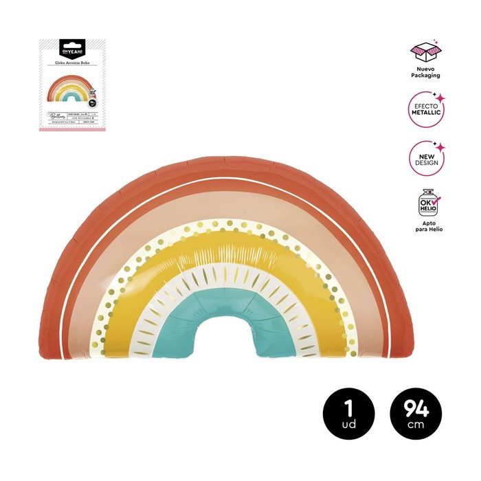 GLOBO POLIAMIDA FORMA ARCOIRIS BOHO 94X60CM APTO HELIO | AMBER MOOD OH YEAH | ENVASE 12 UDS. UNIDAD | 8435557717187