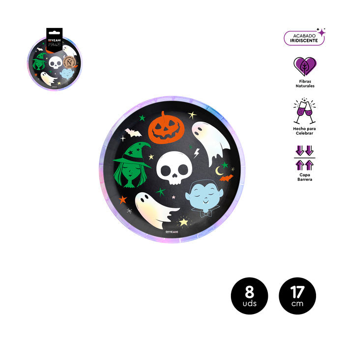 SET 8 PLATOS LLANO HALLOWEEN TRUCO O TRATO Ø17CM CARTON | AMBER MOOD OH YEAH | 1 UNIDAD | 8435557718108