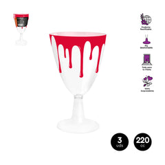 PAQUETE 3 COPAS HALLOWEEN SANGRE PIE TRANSPARENTE 220CC | AMBER MOOD OH YEAH | 1 UNIDAD | 28435557718331