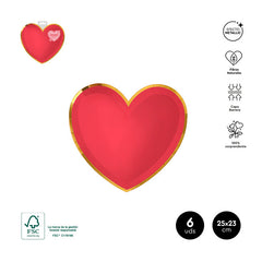 SET 6 PLATOS FORMA CORAZON 25X23CM CARTON FSC MIX70% | AMBER MOOD OH YEAH | 1 UNIDAD | 8435557723553