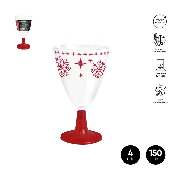 SET 3UDS COPA AGUA/VINO NAVIDAD PIE ROJO 220CC PS | AMBER MOOD OH YEAH | ENVASE 6 UDS. UNIDAD | 8435557728510